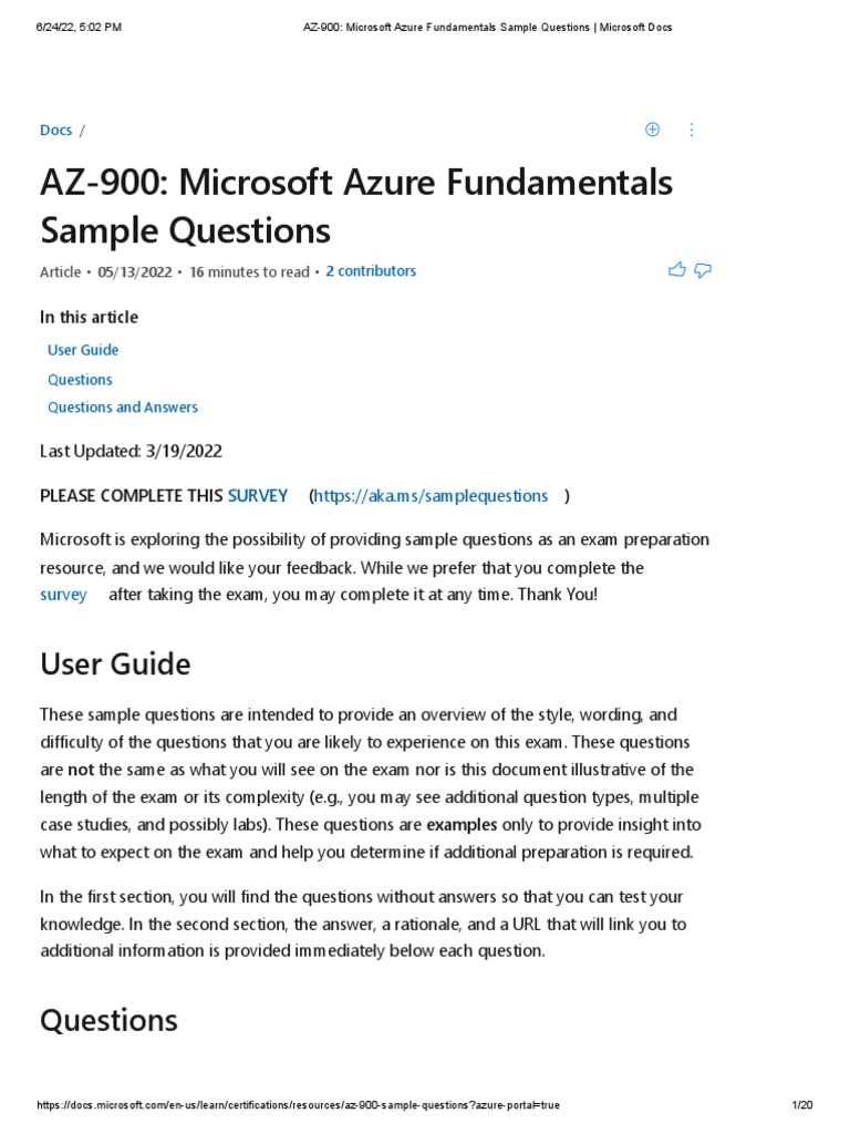 latest microsoft azure fundamentals az 900 exam questions and answers