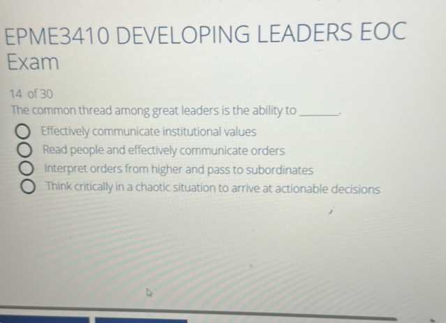 leadership tools eoc exam answers