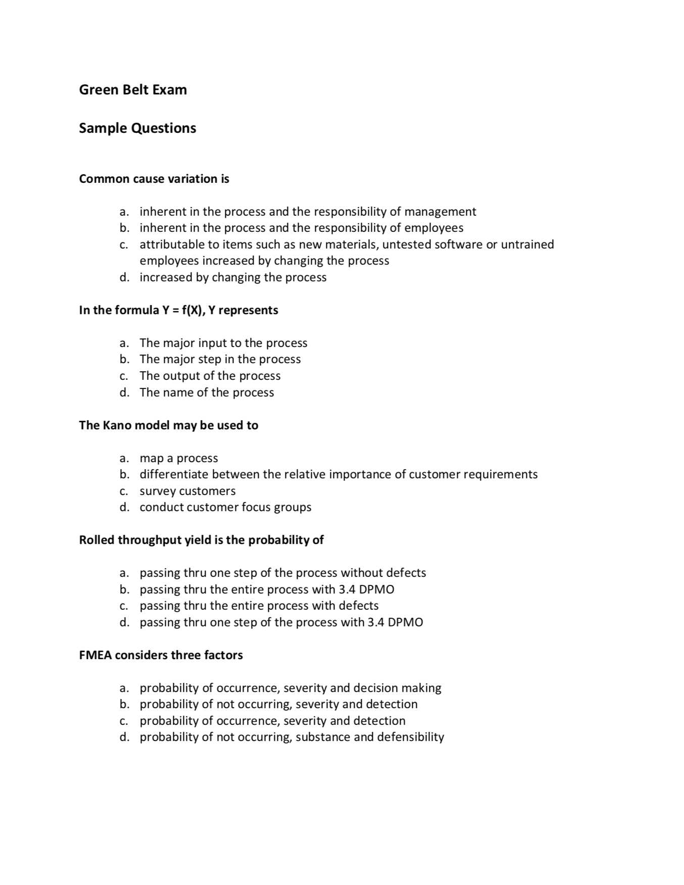 lean exam questions and answers