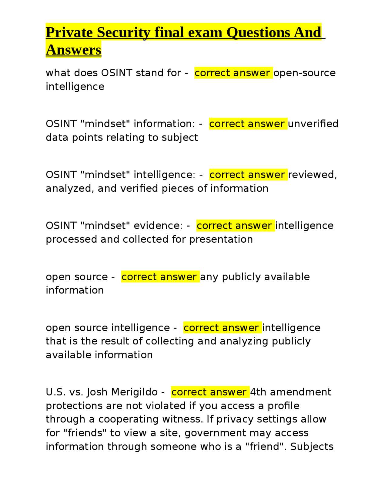 legal aspects of private security final exam answers