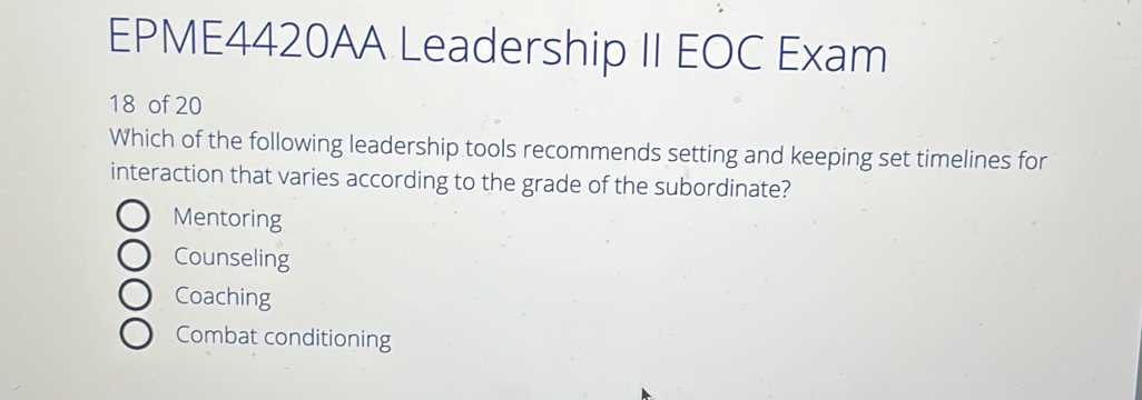 leadership tools eoc exam answers