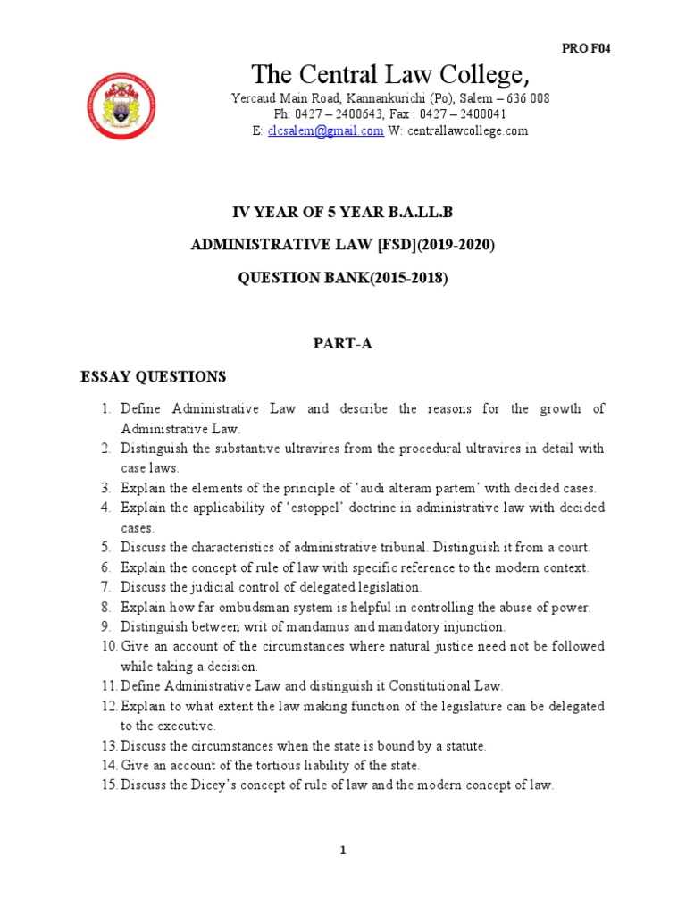 administrative law sample exam answers