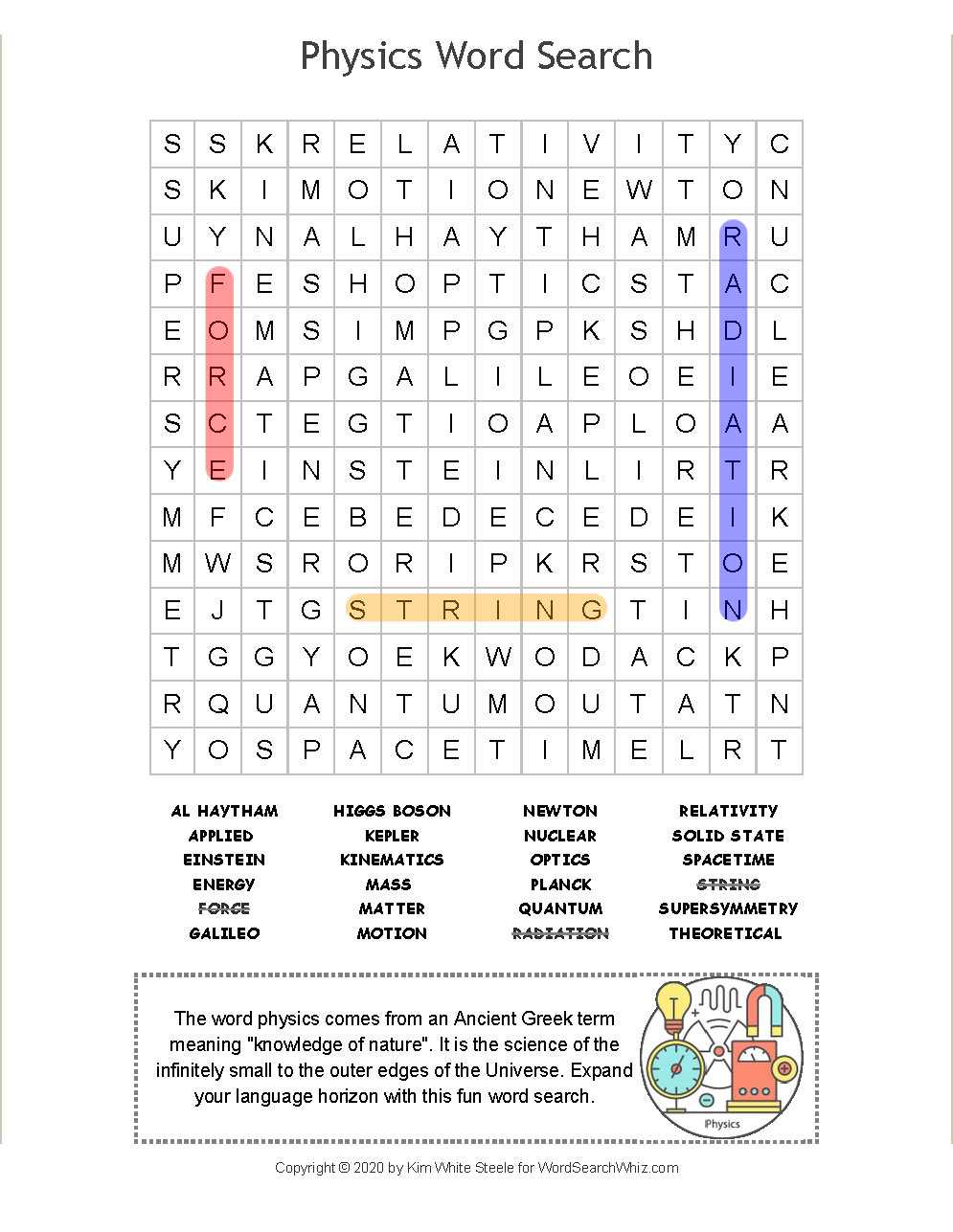 physics crossword puzzles with answers