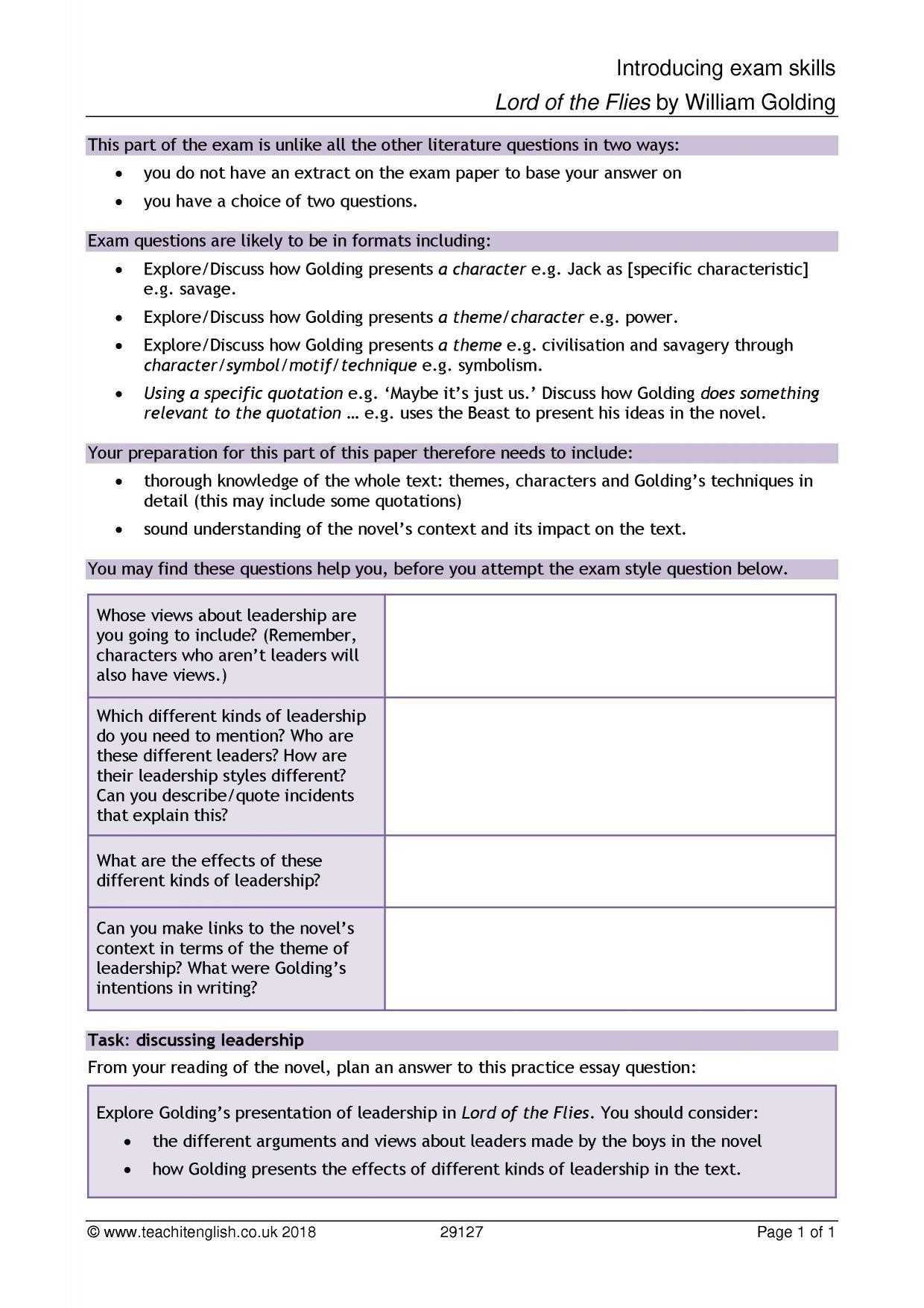 lord of the flies exam questions and answers