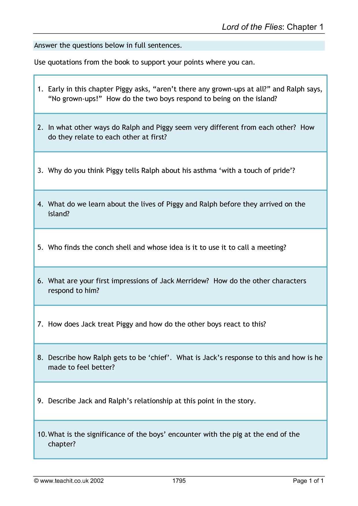 lord of the flies questions and answers