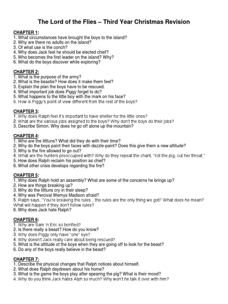 lord of the flies test and answer key