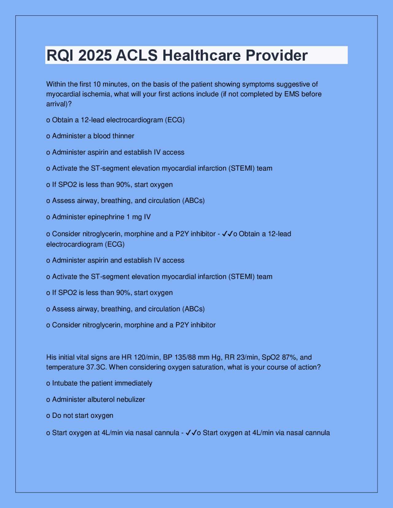 acls answers 2025