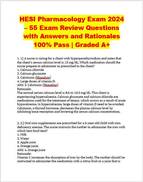 pharmacology exams questions and answers