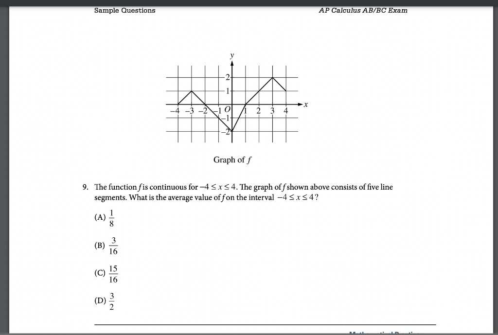 ap calculus ab sample exam questions