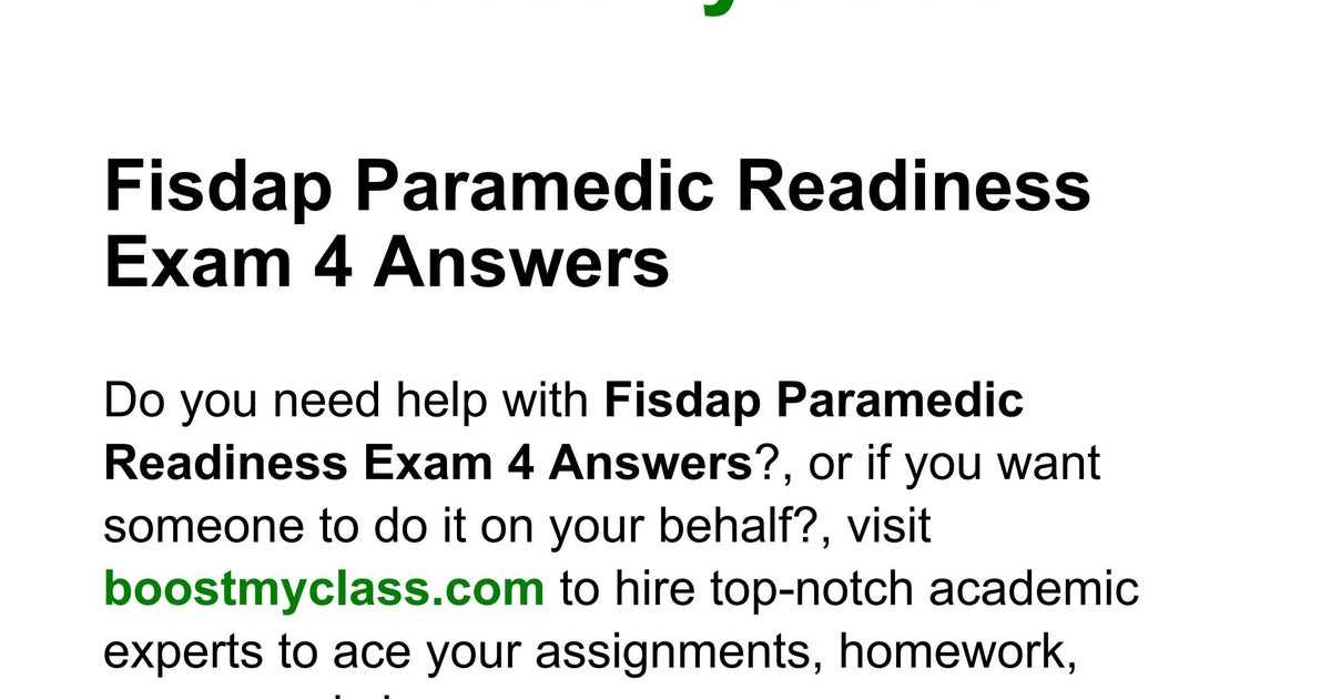 fisdap paramedic readiness exam 4 answers