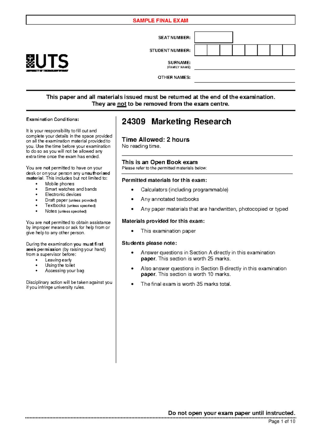 marketing research exam questions and answers