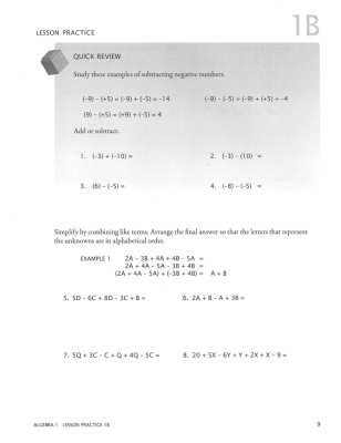 math u see algebra 1 answer key