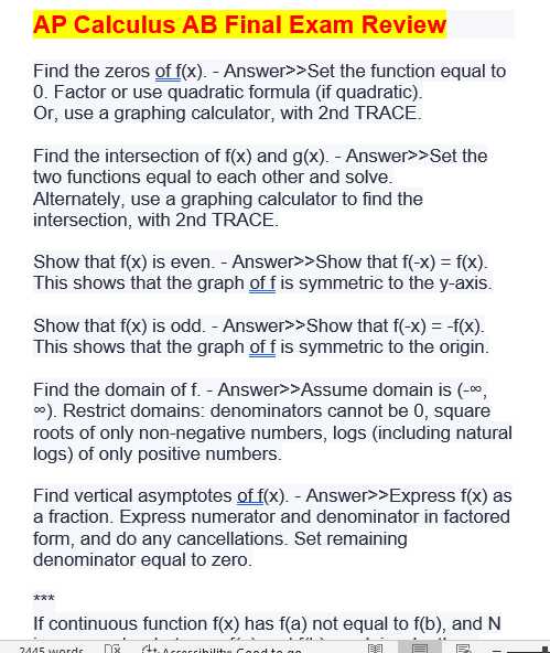 ap calculus ab exam answers