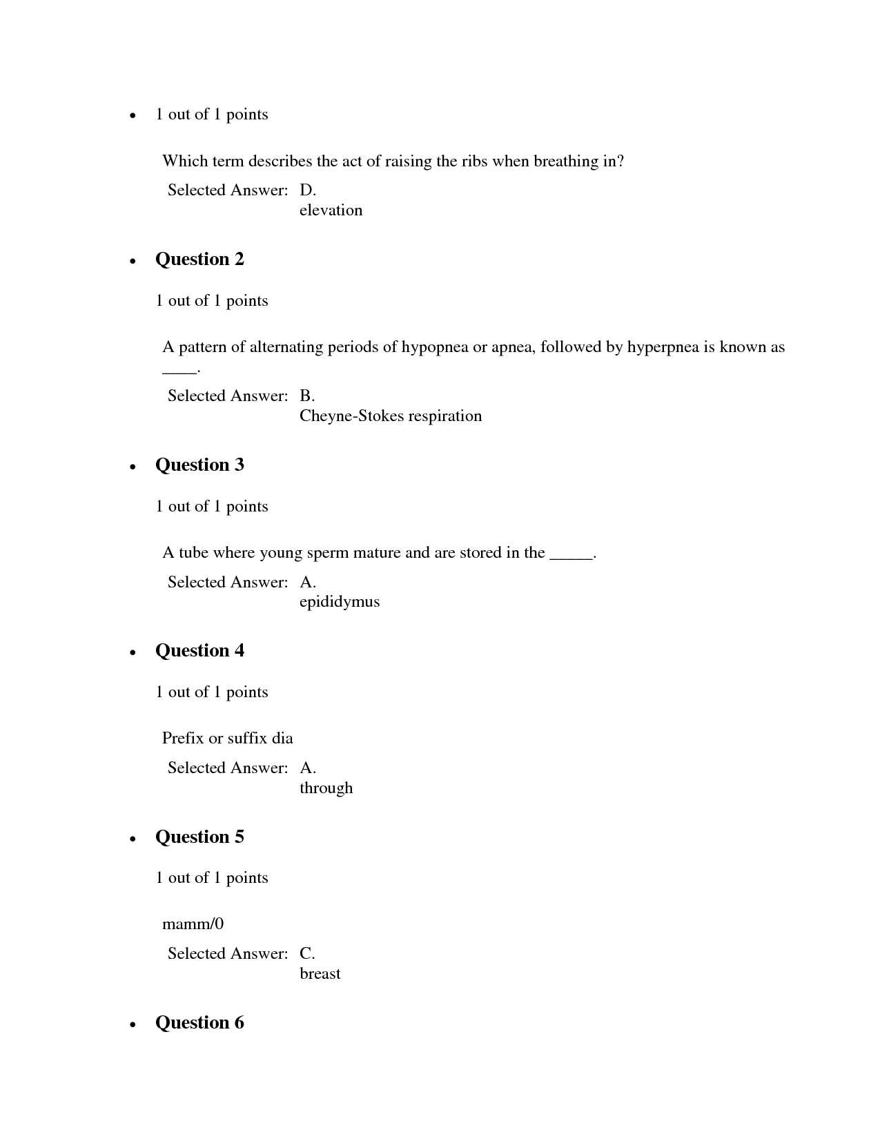 medical terminology final exam questions and answers