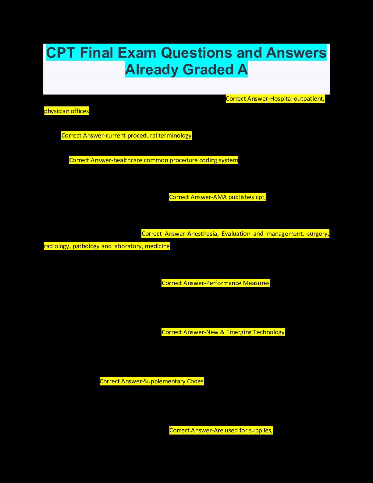 medical terminology final exam questions and answers