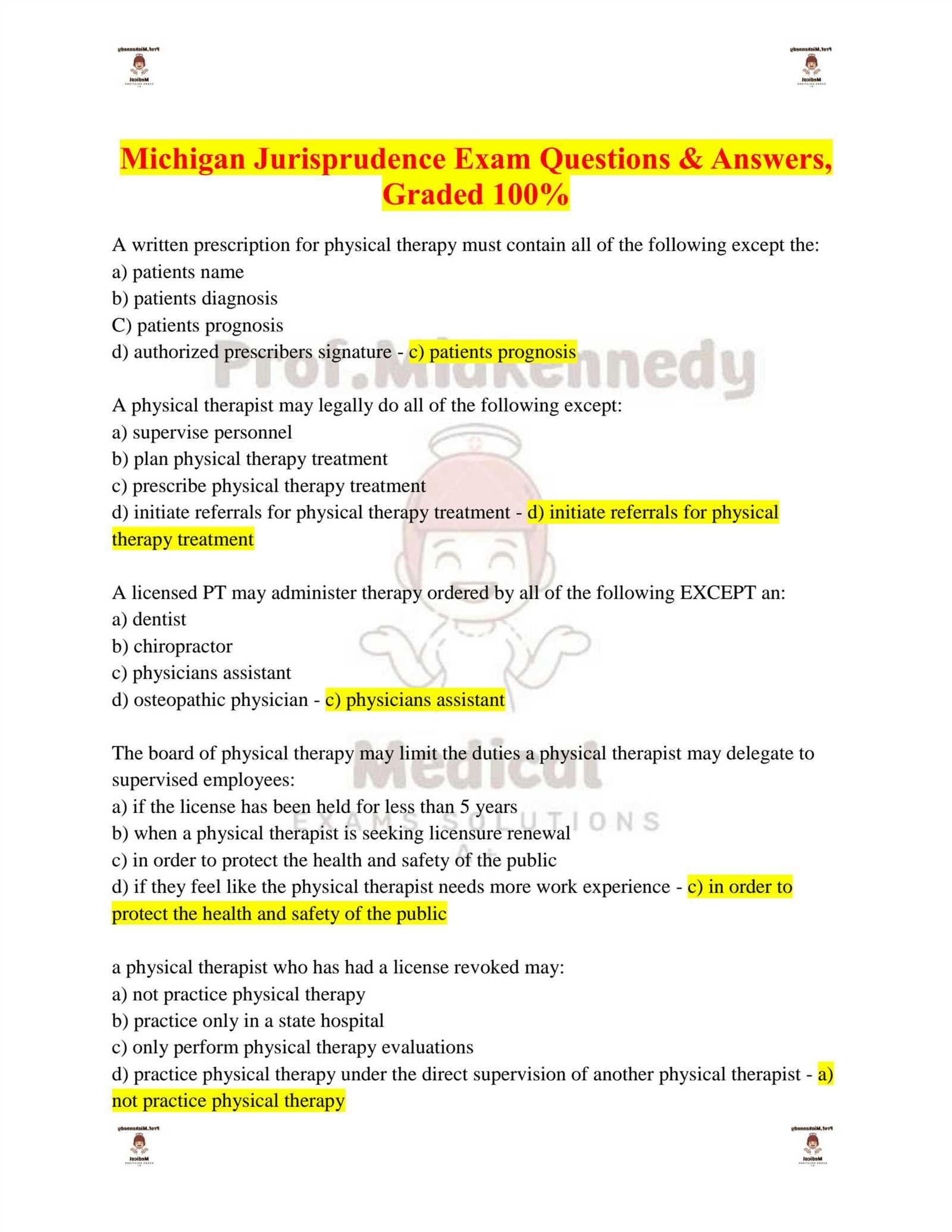 michigan jurisprudence exam answers