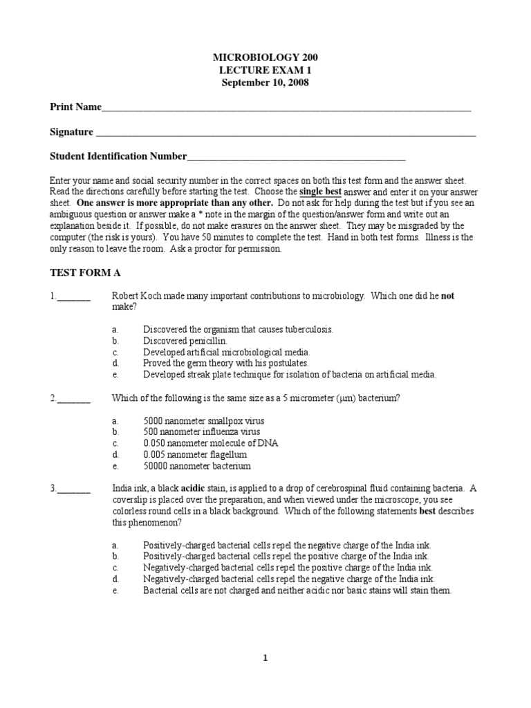 microbiology final exam with answers