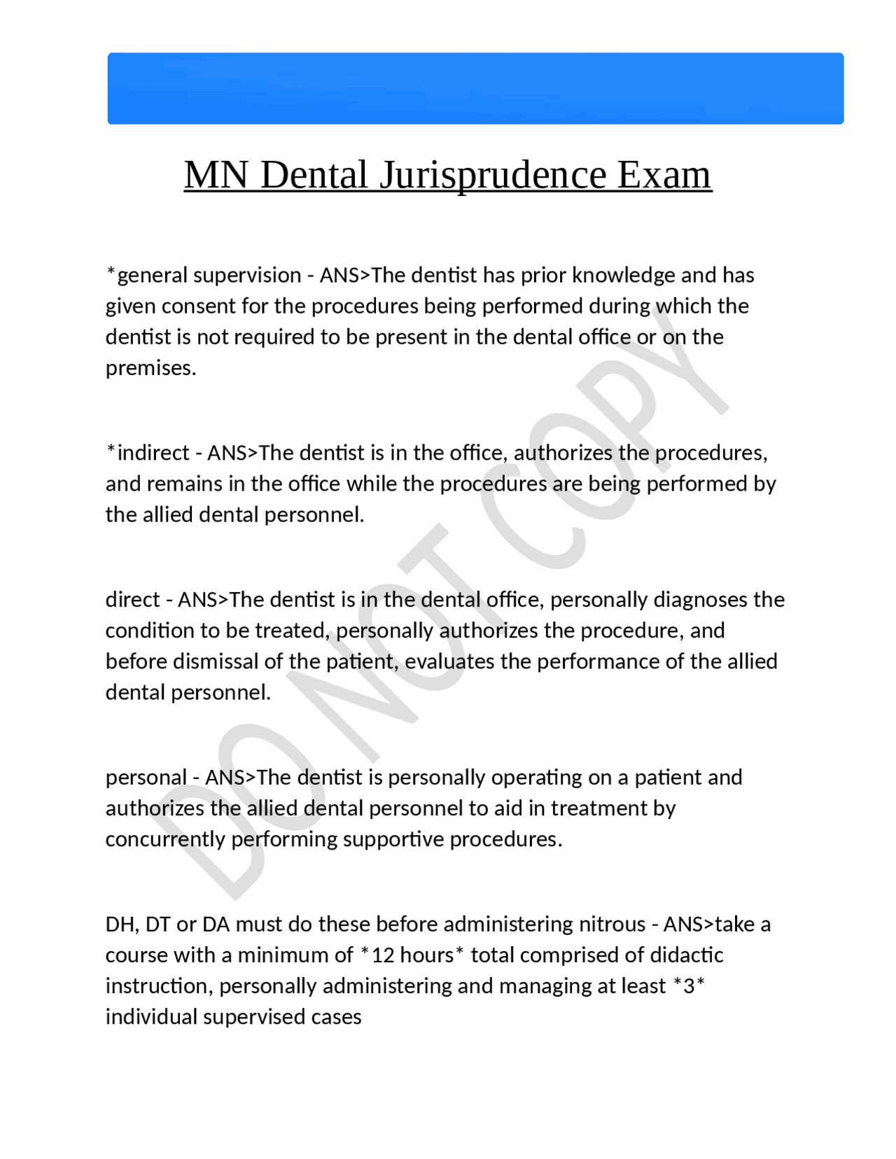 mn dental jurisprudence exam answers