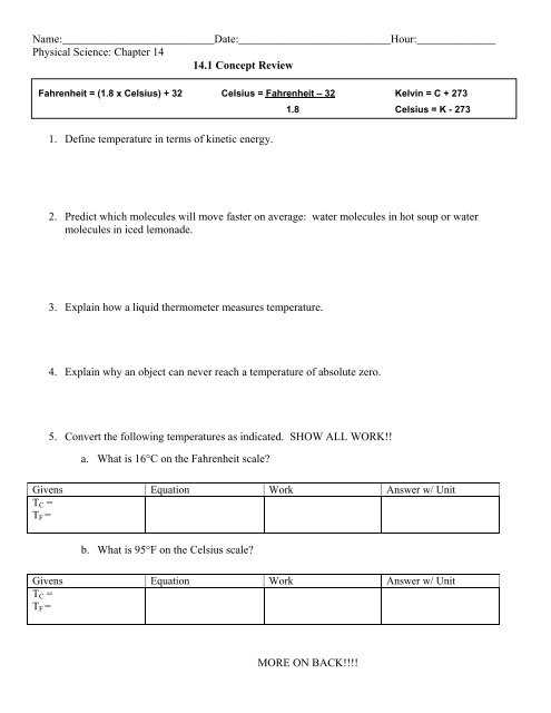 physical science chapter 5 review answers