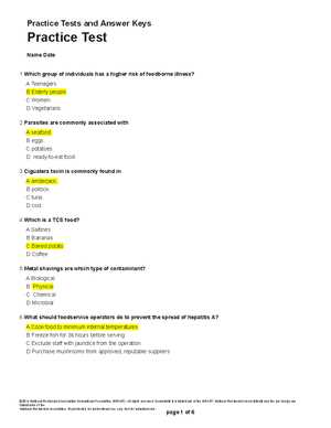 servsafe practice exam answer key