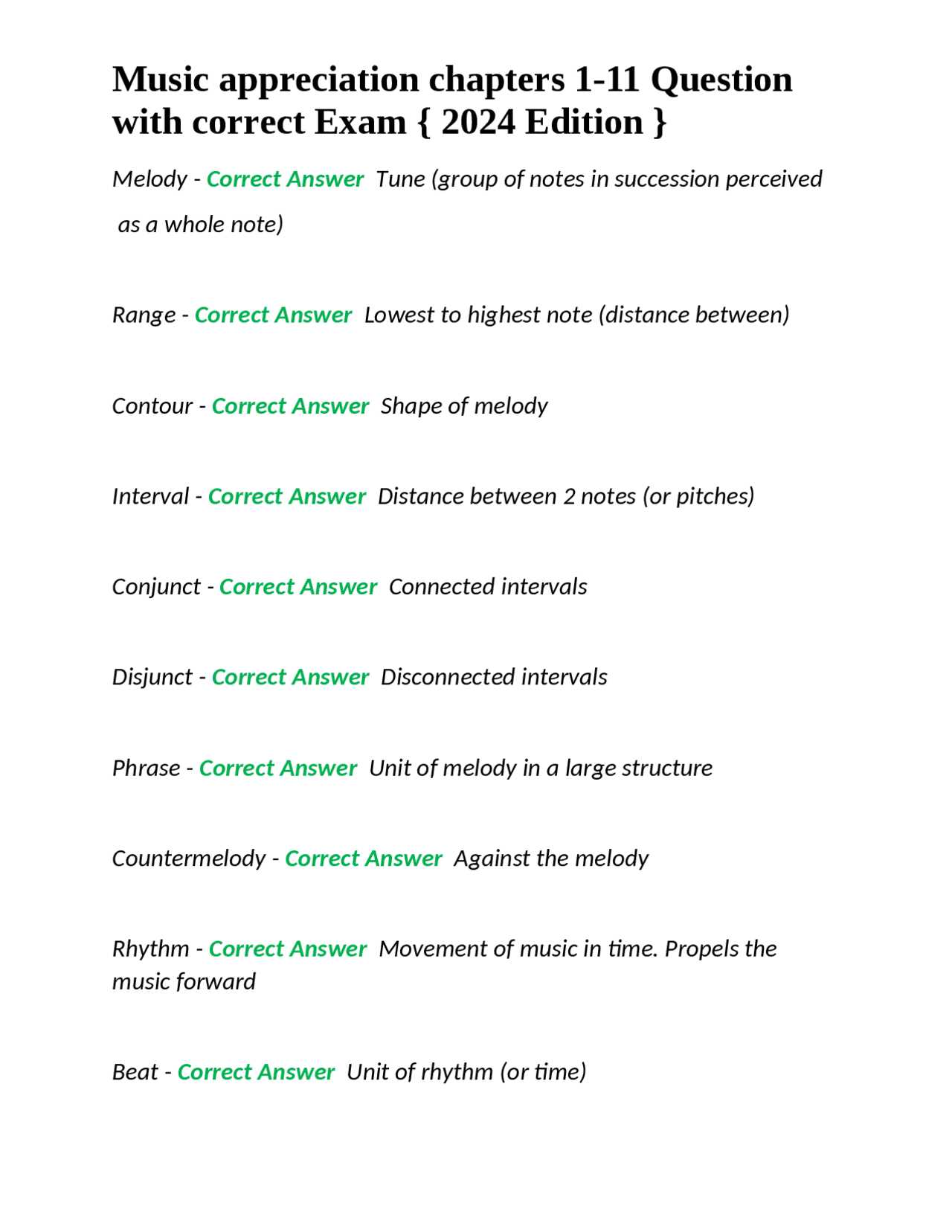 music appreciation exam 2 answers