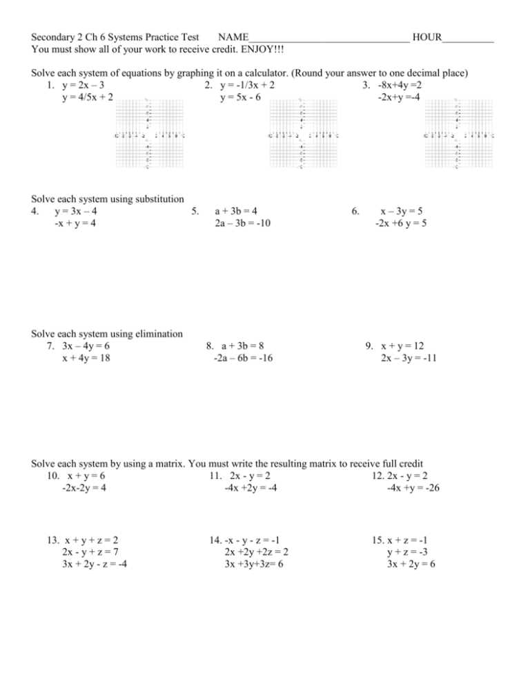 algebra 2 test 3 answers