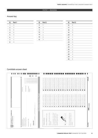 cambridge exam answer sheet