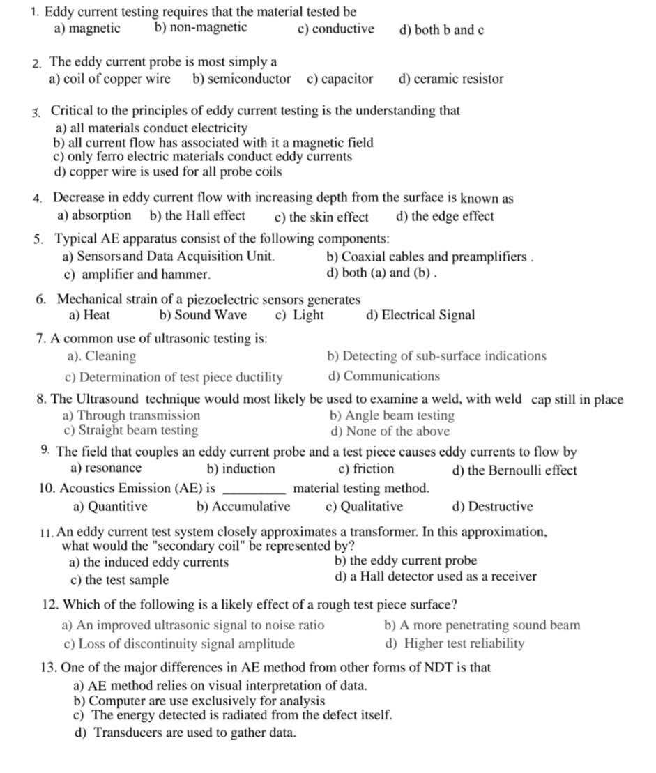 ndt level 2 exam questions and answers