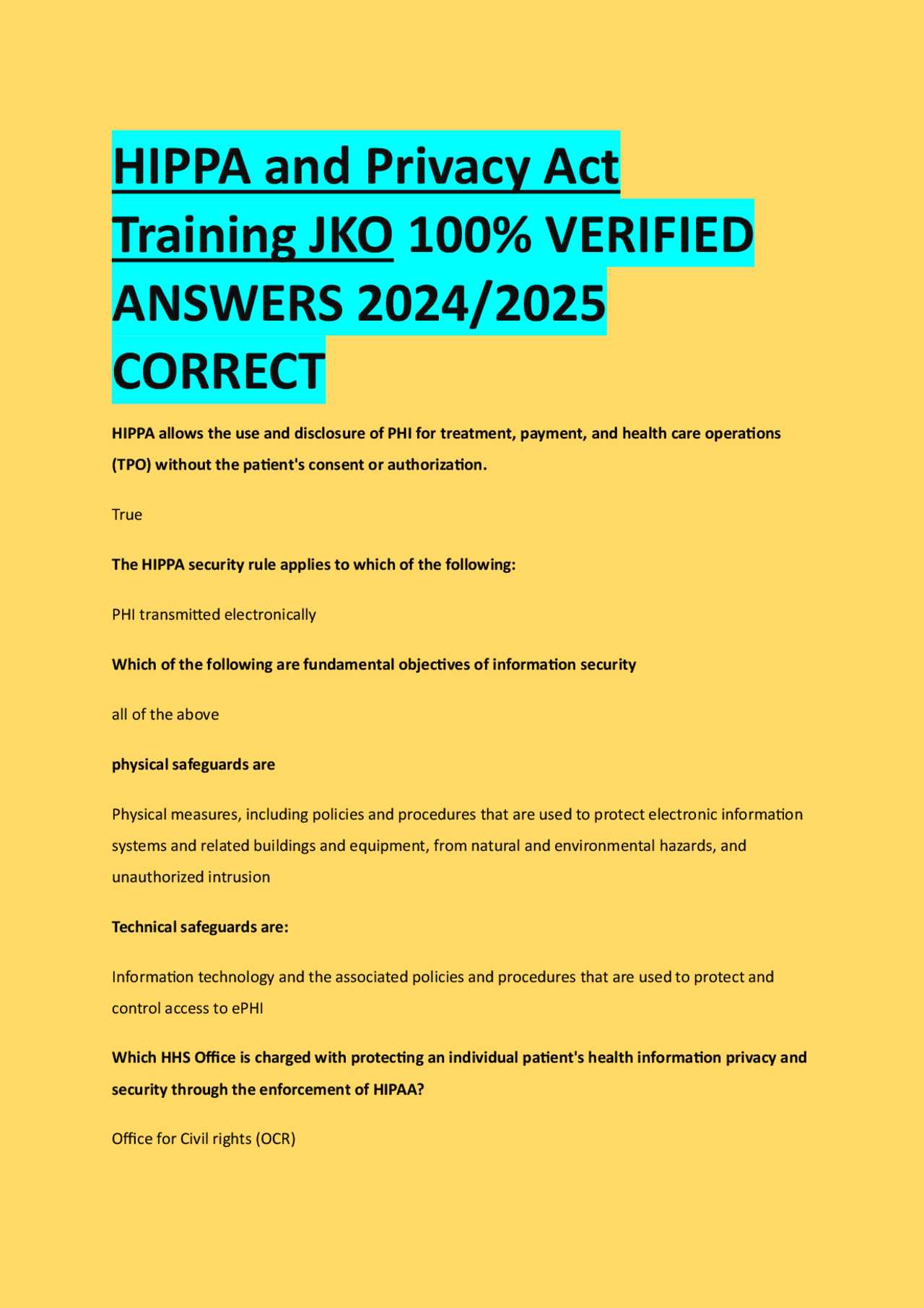 jko hipaa exam answers