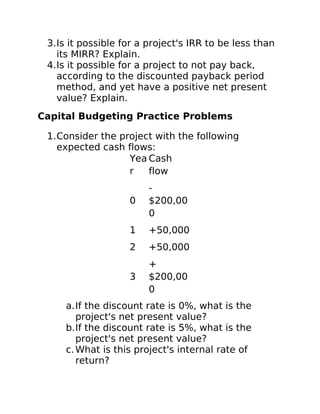 net present value exam questions and answers