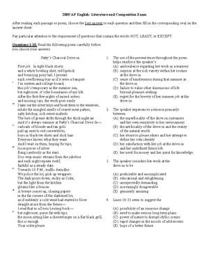 practice exam 2 ap english literature answers