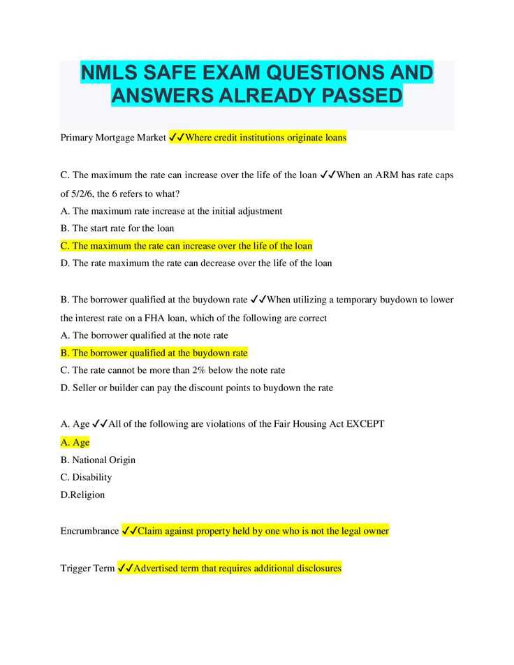 mortgage exam questions and answers