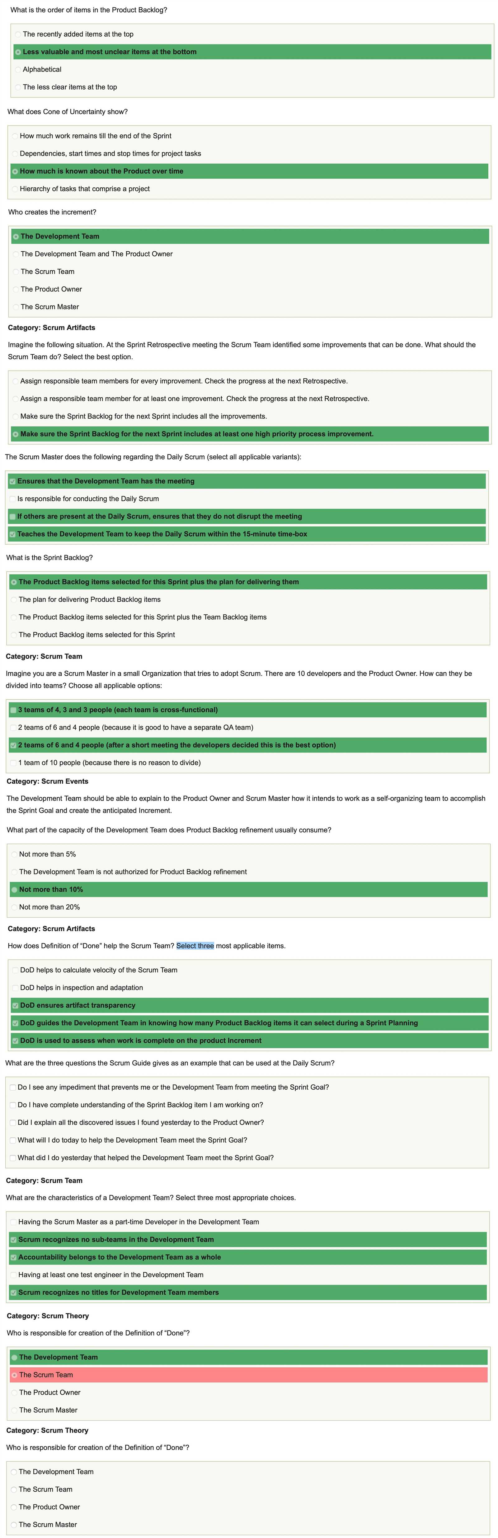 scrum master exam questions and answers