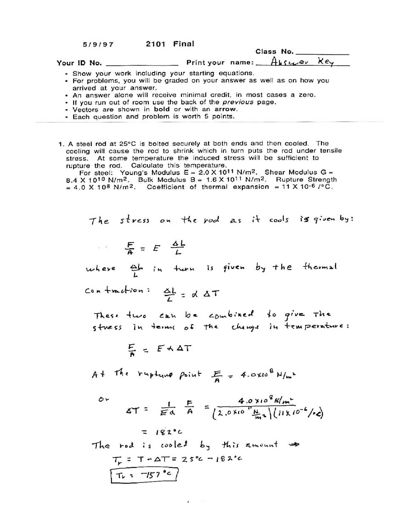 cumulative exam answer key