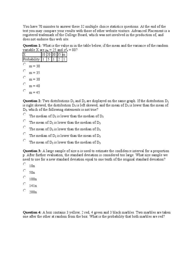 ap statistics chapter 4b test answers