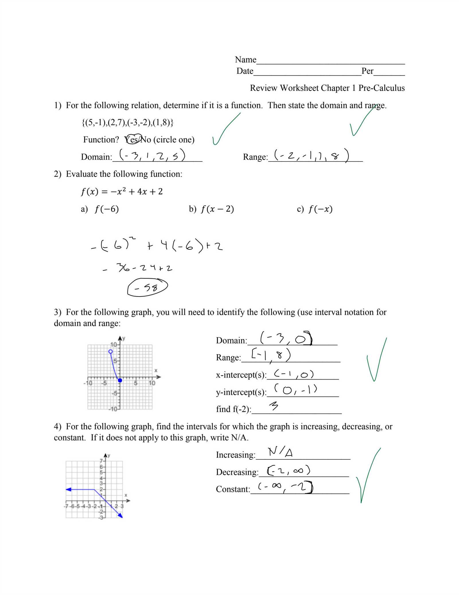 precalculus semester exam review answers