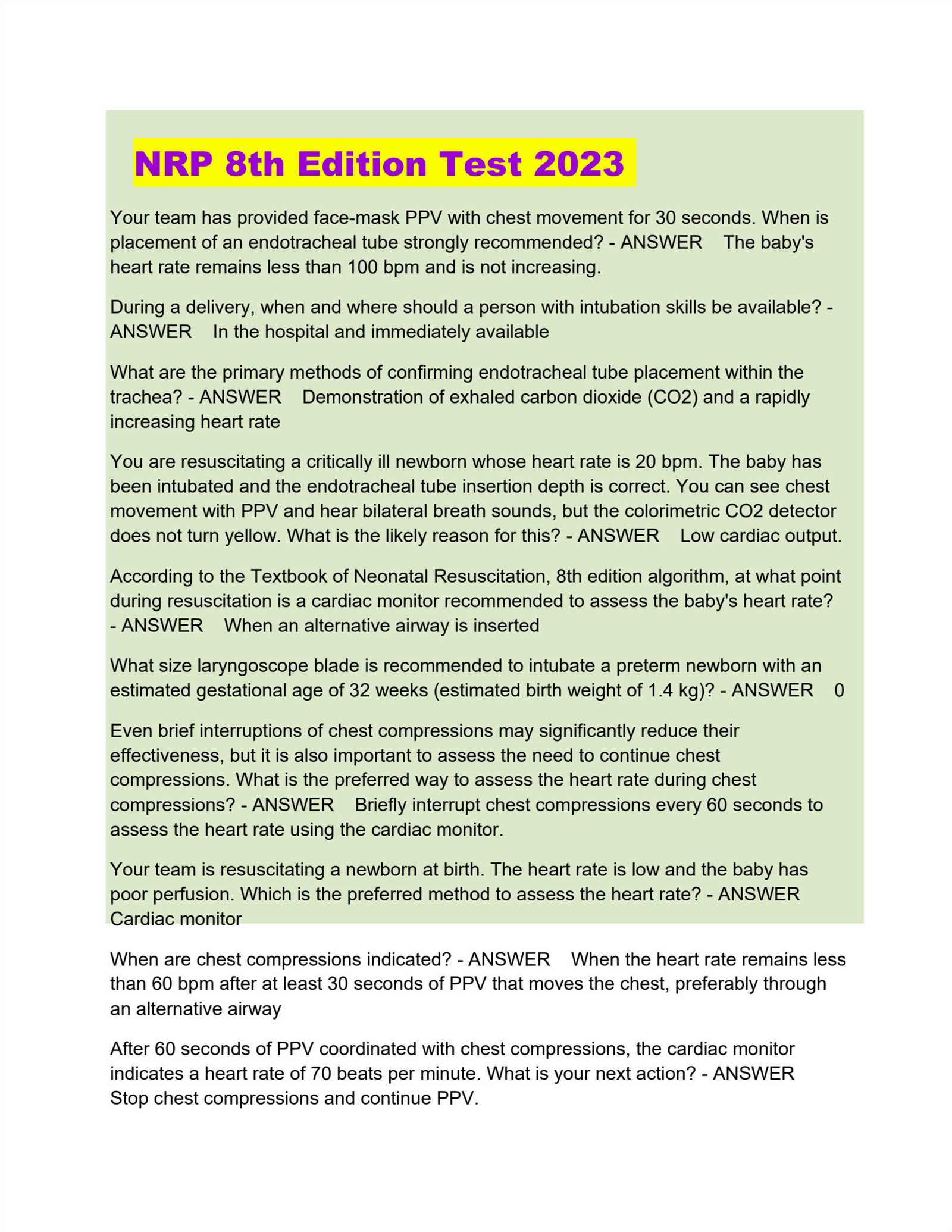 nrp lesson 3 exam answers