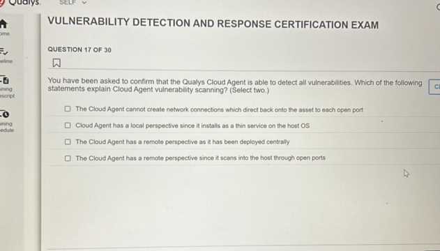 qualys cloud agent exam answers