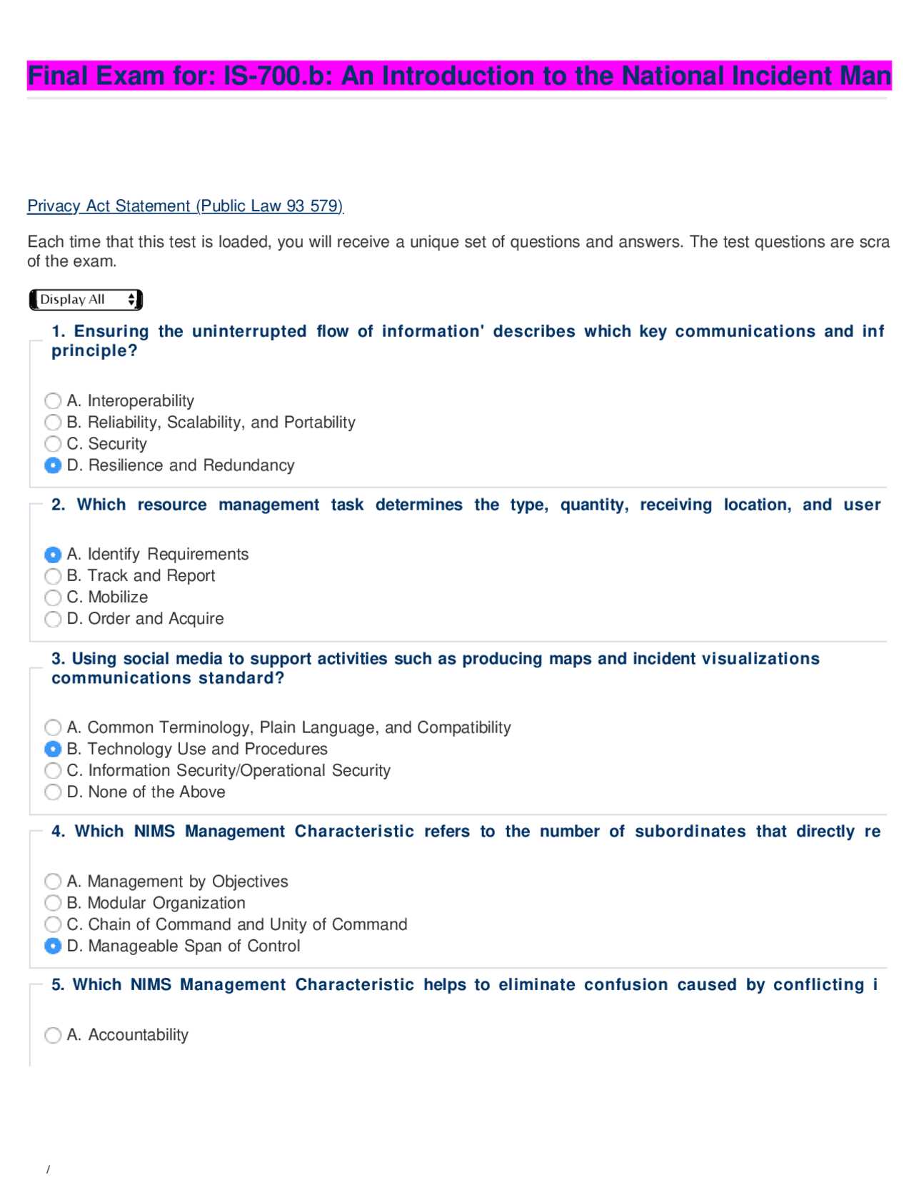 nims 100b final exam answers