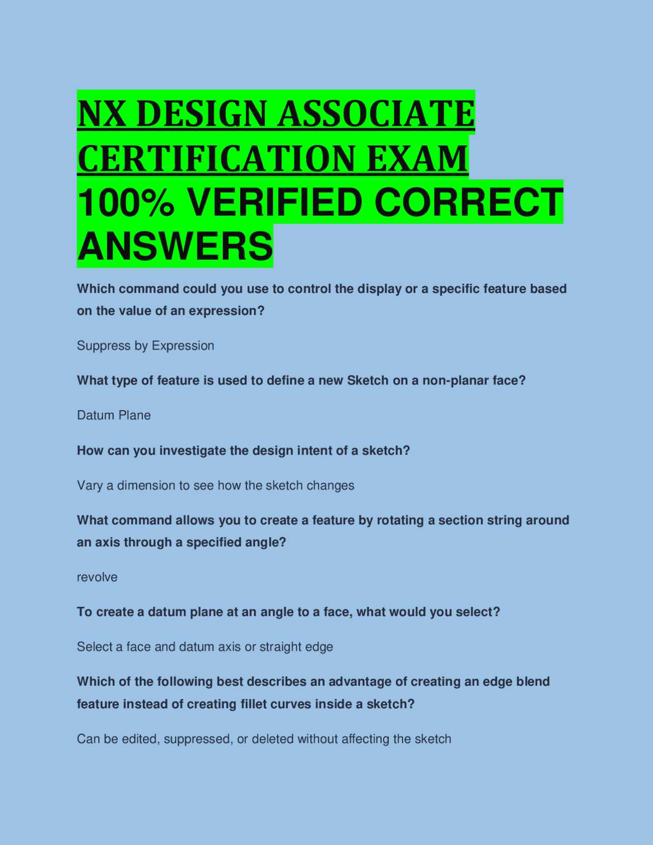 siemens nx certification exam answers