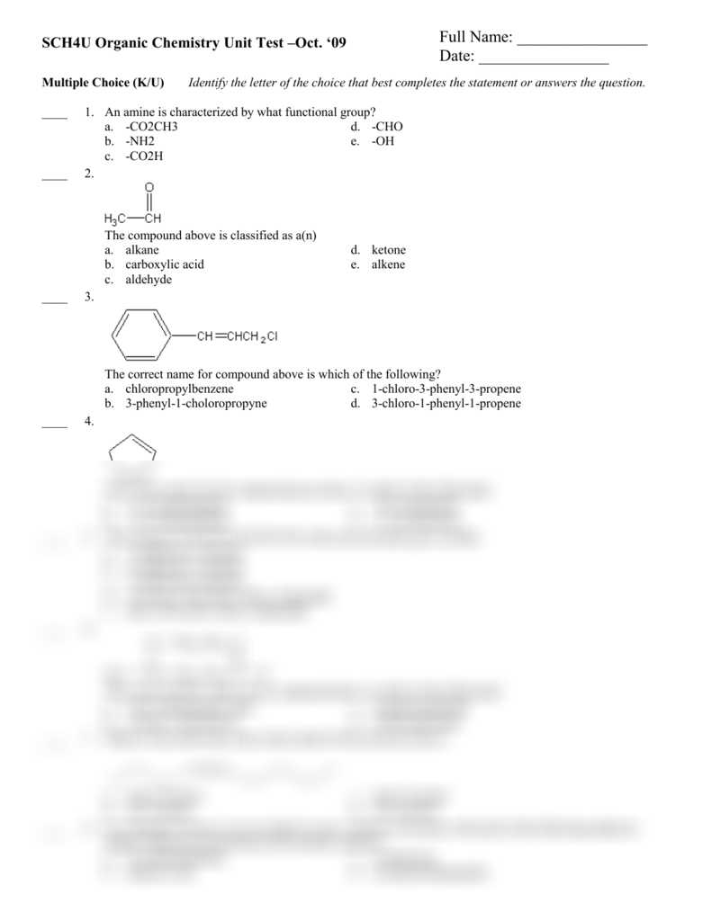 organic chemistry practice exam