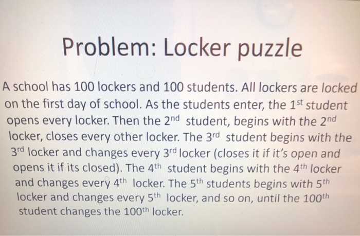 100 locker problem answer