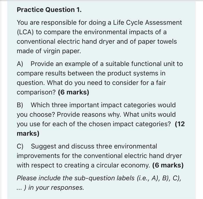 life cycle assessment exam questions and answers