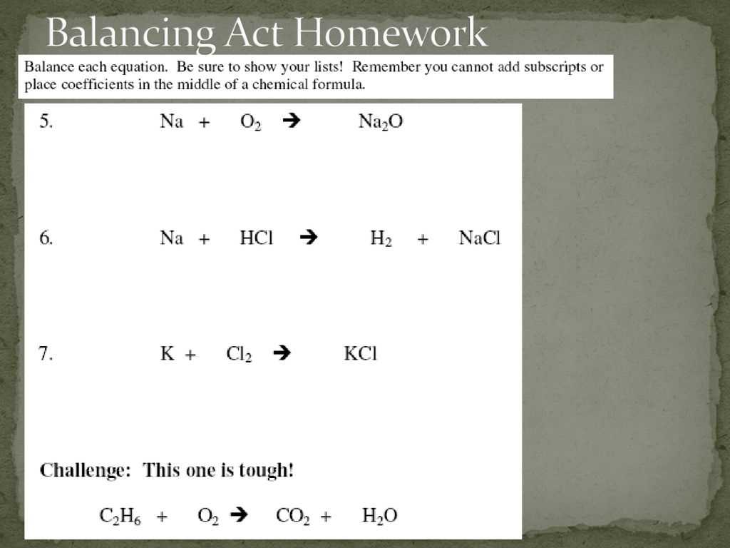 balancing act worksheet answers key