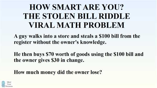 answer to $100 stolen riddle