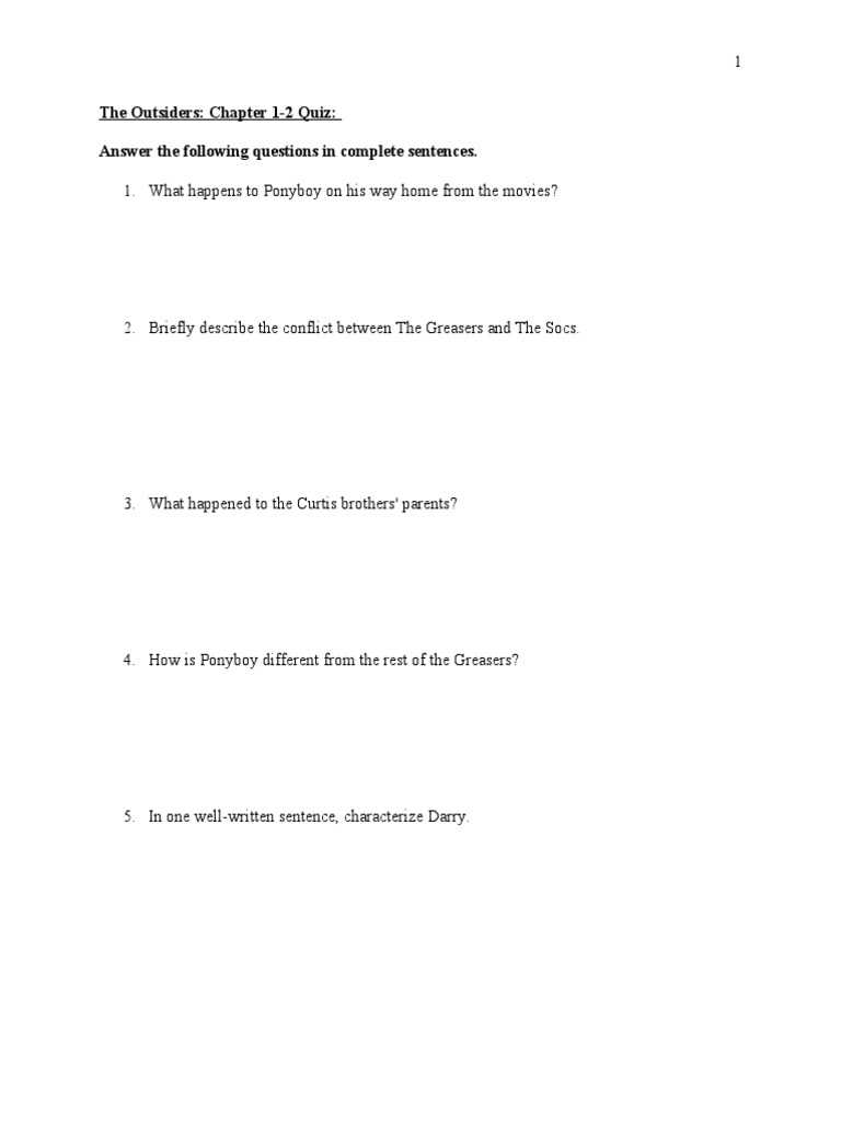 the outsiders final exam answers