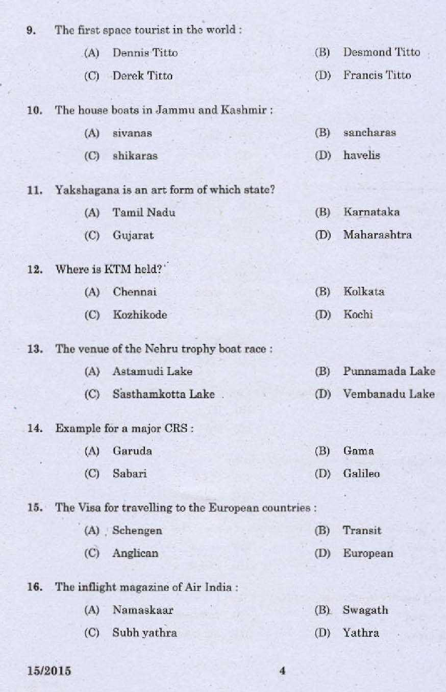 travel and tourism exam questions and answers