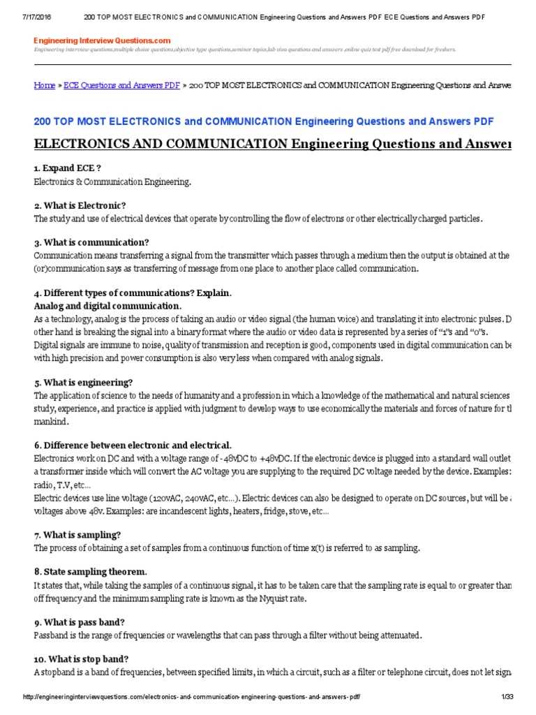 electronics exam questions and answers