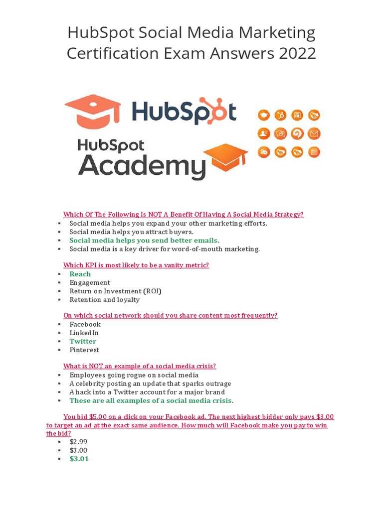 hubspot digital marketing exam answers