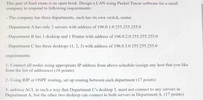 packet tracer final exam